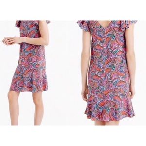 J. Crew Silk Ruffle Paisley Shift Dress (8)
